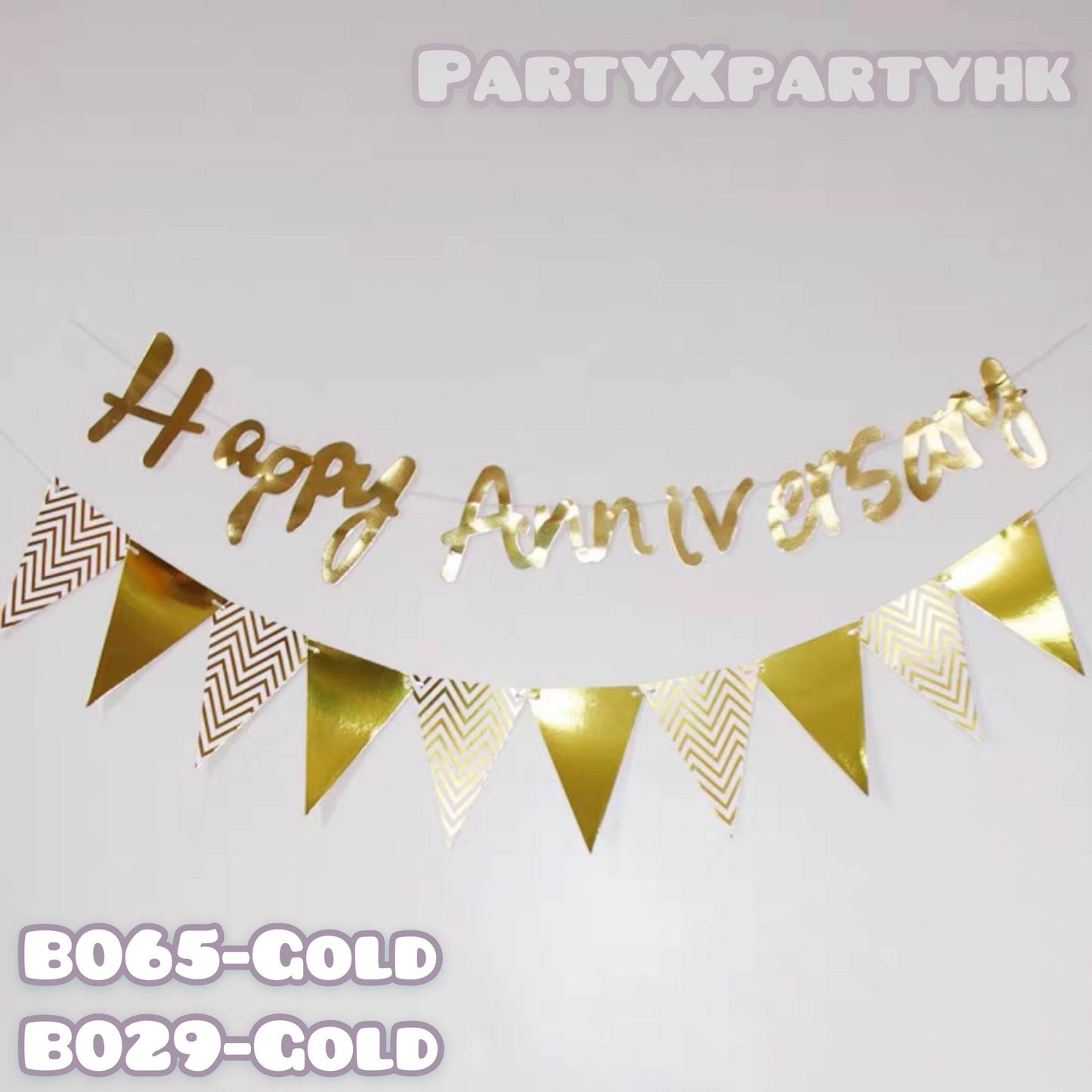 HAPPY ANNIVERSARY letters triangle flag set anniversary decoration--B065B029(G) - party X party