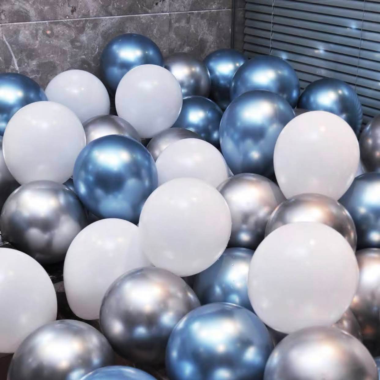 Metal Balloon Birthday Balloon Decoration Metal Silver & Blue Set Balloon Set - party X party