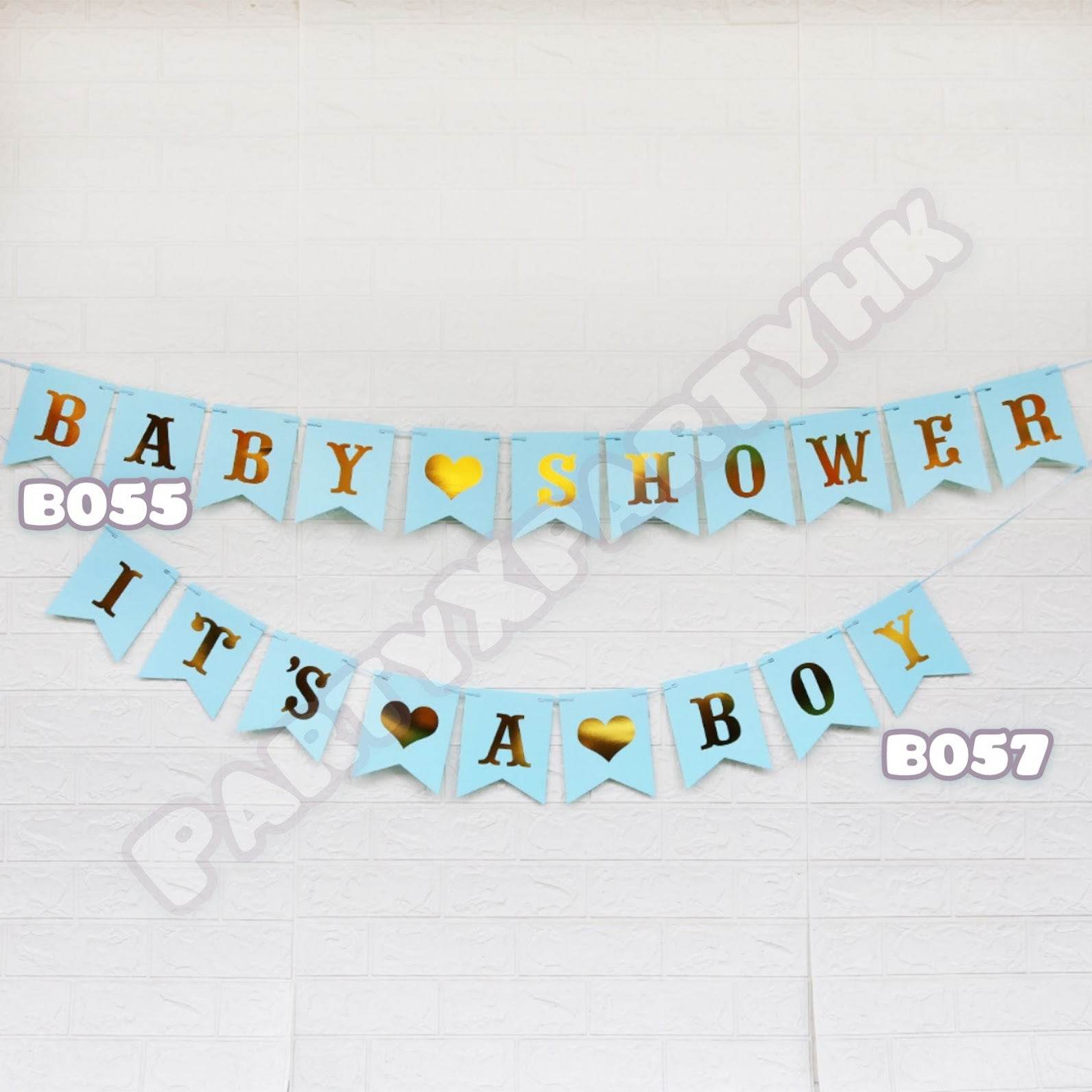 BABY SHOWER” & “IT’S A BOY” Fishtail Flags – B055 + B057 - party X party