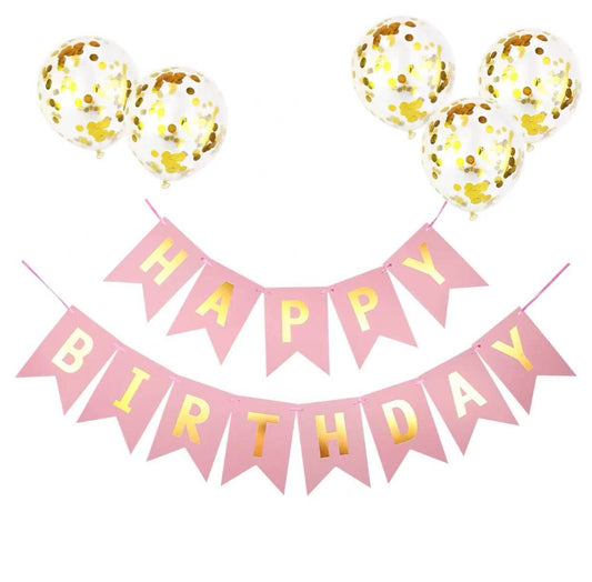 Pink fishtail flag MSIZE sequin balloon (gold) Simple birthday decoration B039 – B015 - party X party