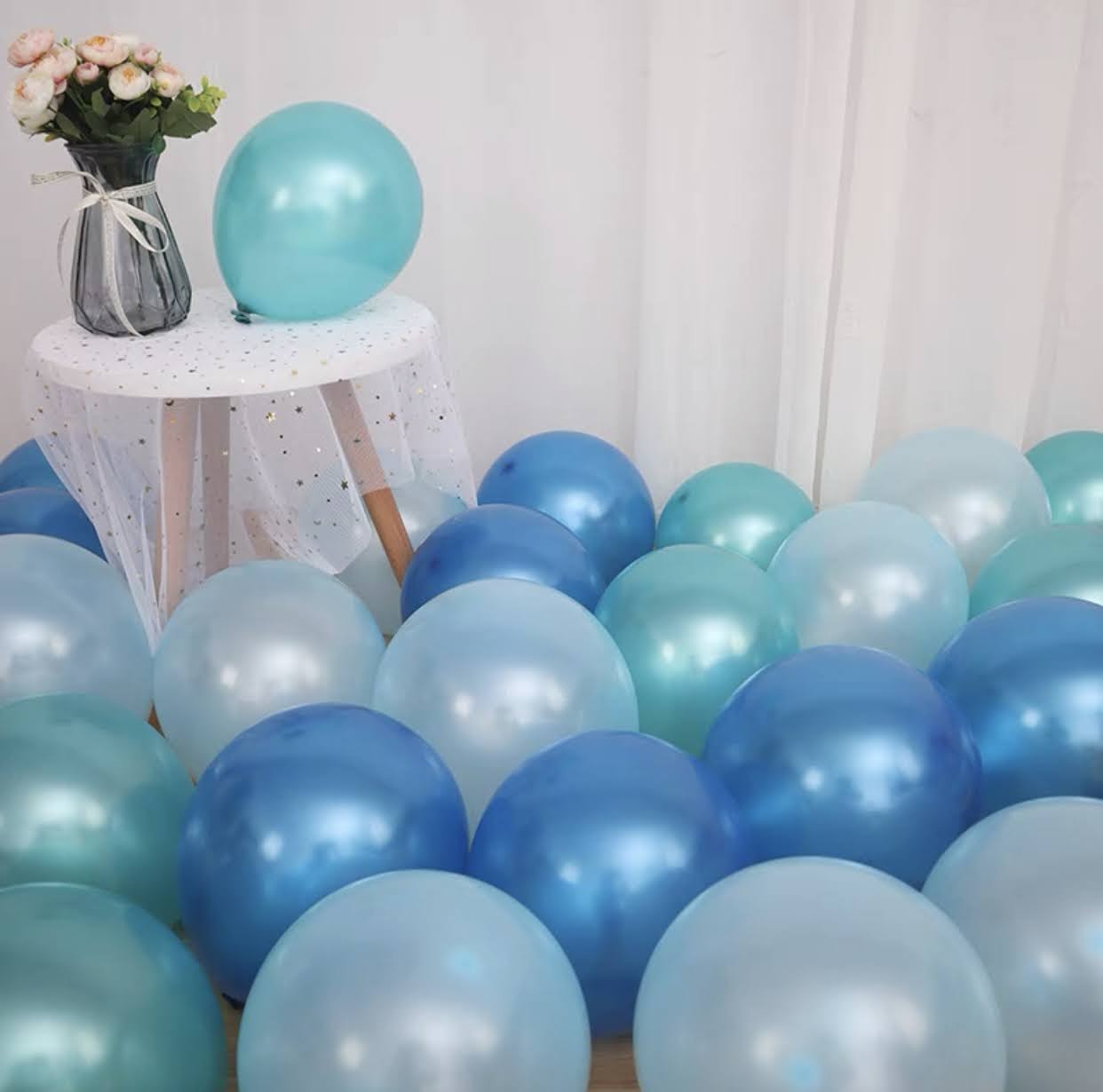 Pearl color balloon Birthday balloon decoration Light blue balloon set – B001