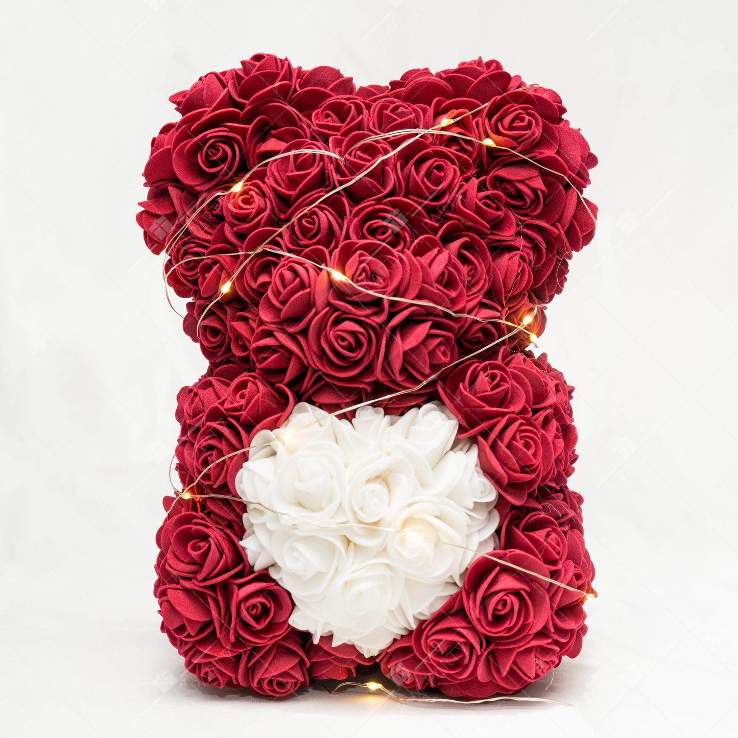 25CM Rose Bear – Birthday & Proposal Gift Display + Free Engraved Wooden Greeting Card