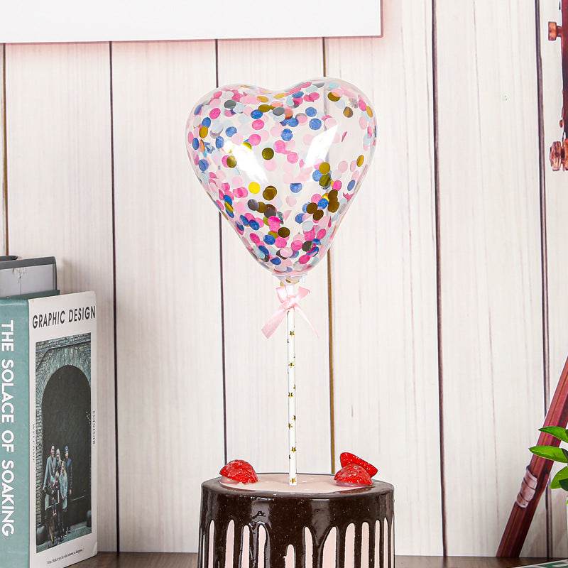 5″ Sequin Heart-Shaped Balloon with Hand-Carry Stick – B111 - party X party