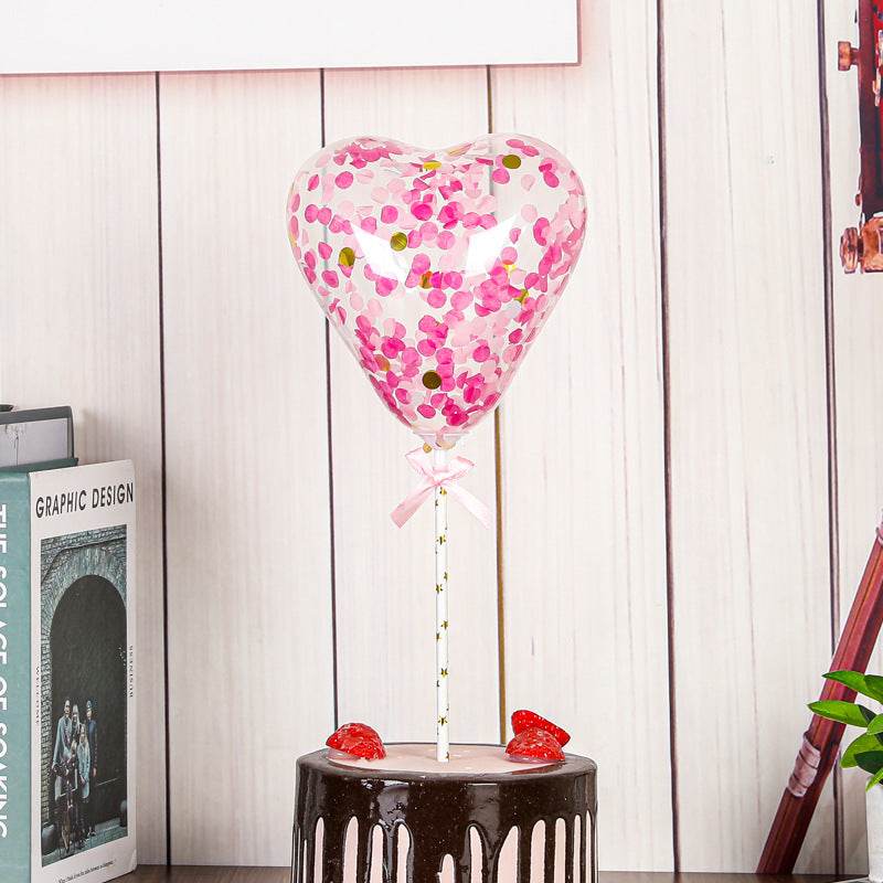 5″ Sequin Heart-Shaped Balloon with Hand-Carry Stick – B111 - party X party
