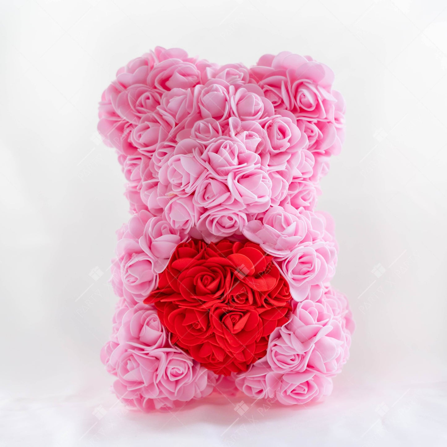 25CM Rose Bear – Birthday & Proposal Gift Display + Free Engraved Wooden Greeting Card - party X party
