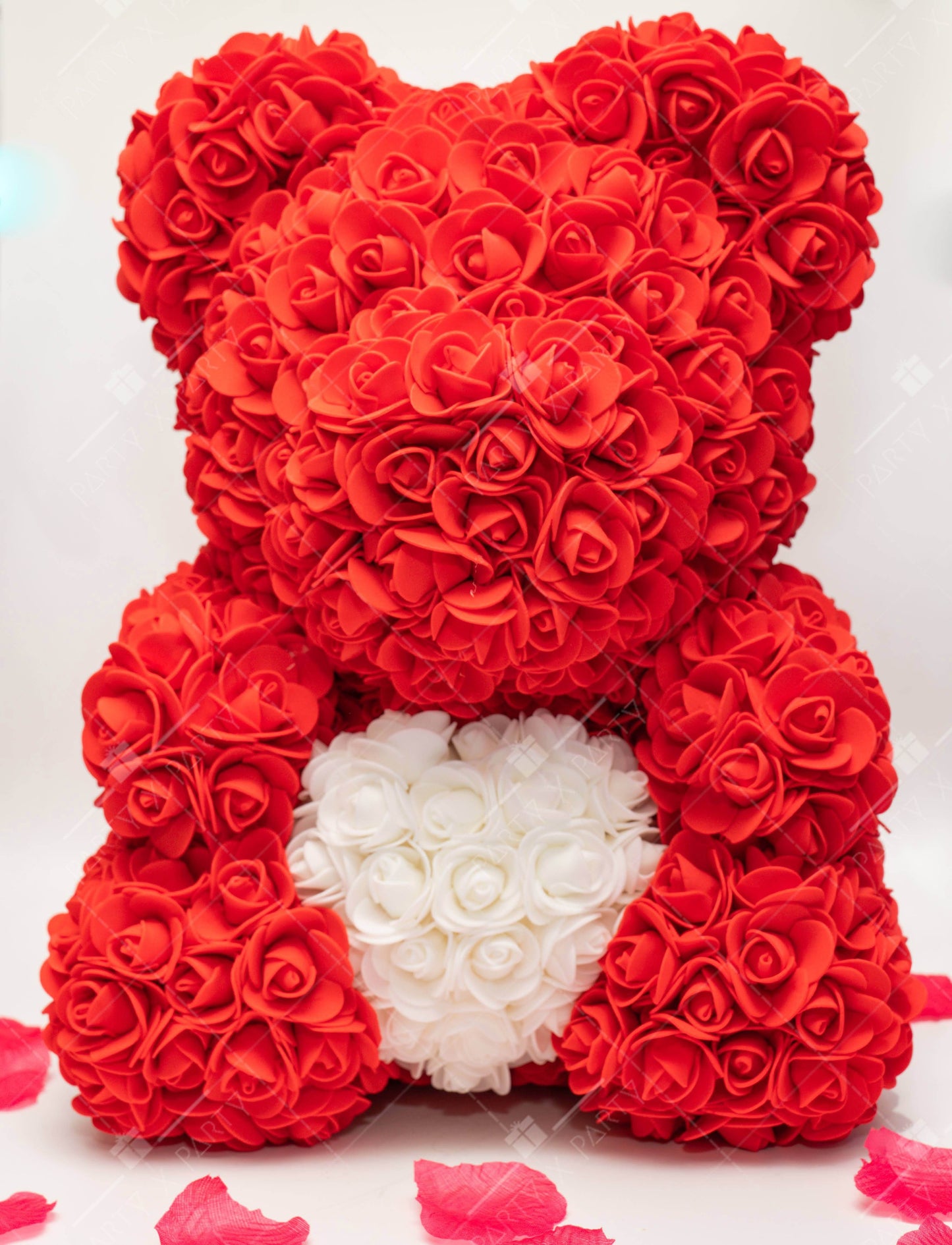 40CM Standing Rose Bear + Free Engraved Wooden Card - party X party