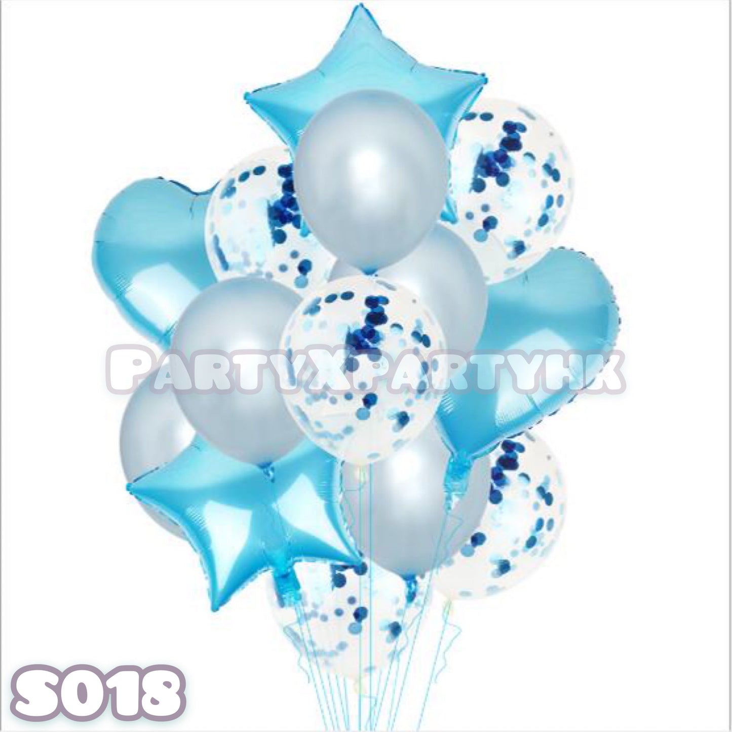 Party Sequin Balloon Star Heart Balloon Decoration Set (Light Blue) - – S018