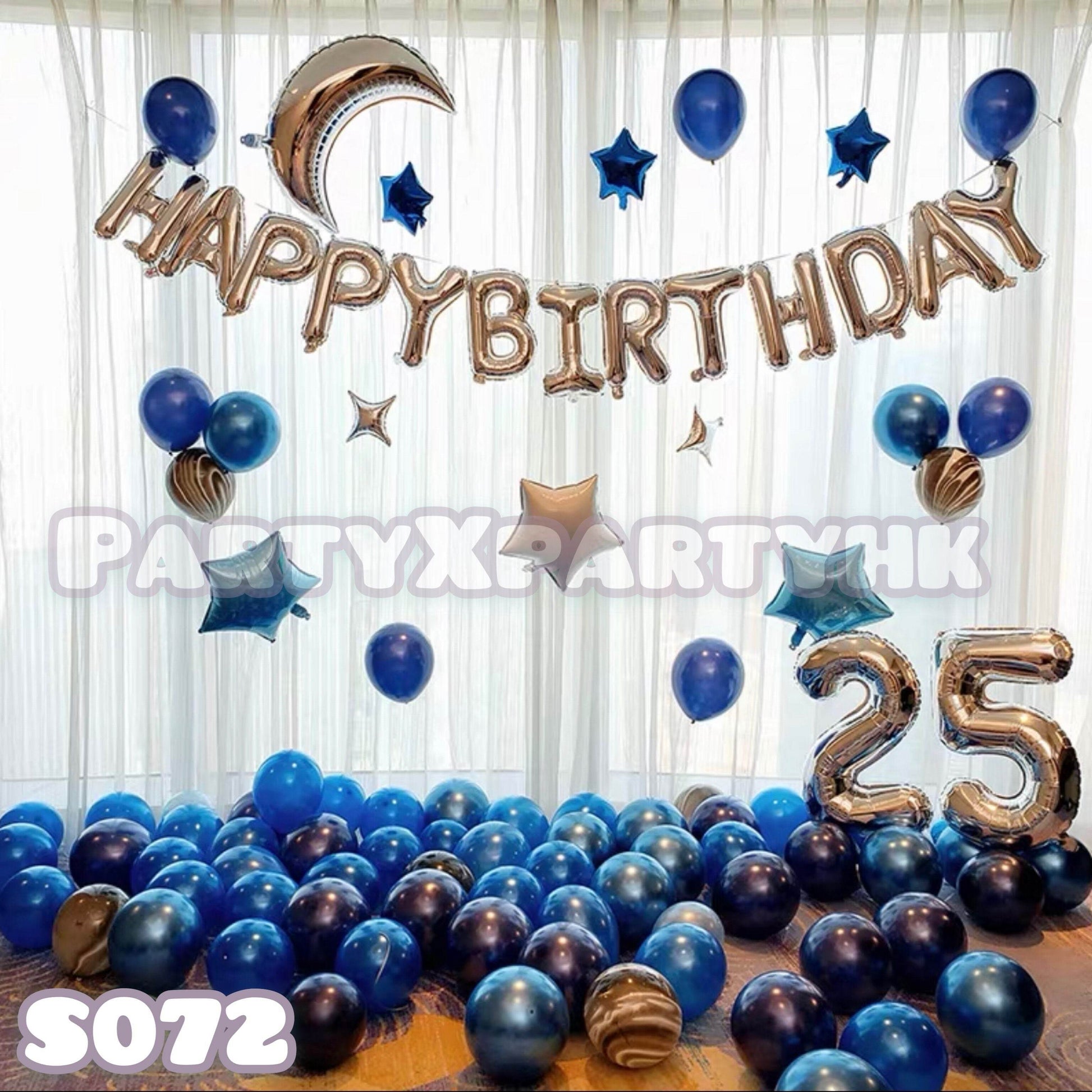 Stars & Moon Balloon Party Decoration Set – Pearl Dark Blue & Black--S072 - party X party