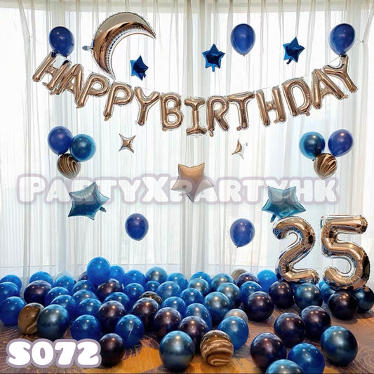 Stars & Moon Balloon Party Decoration Set – Pearl Dark Blue & Black--S072 - party X party