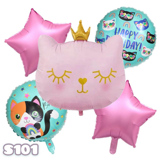Party balloons cartoon crown pink cat balloon decoration balloon combination--S101 - party X party