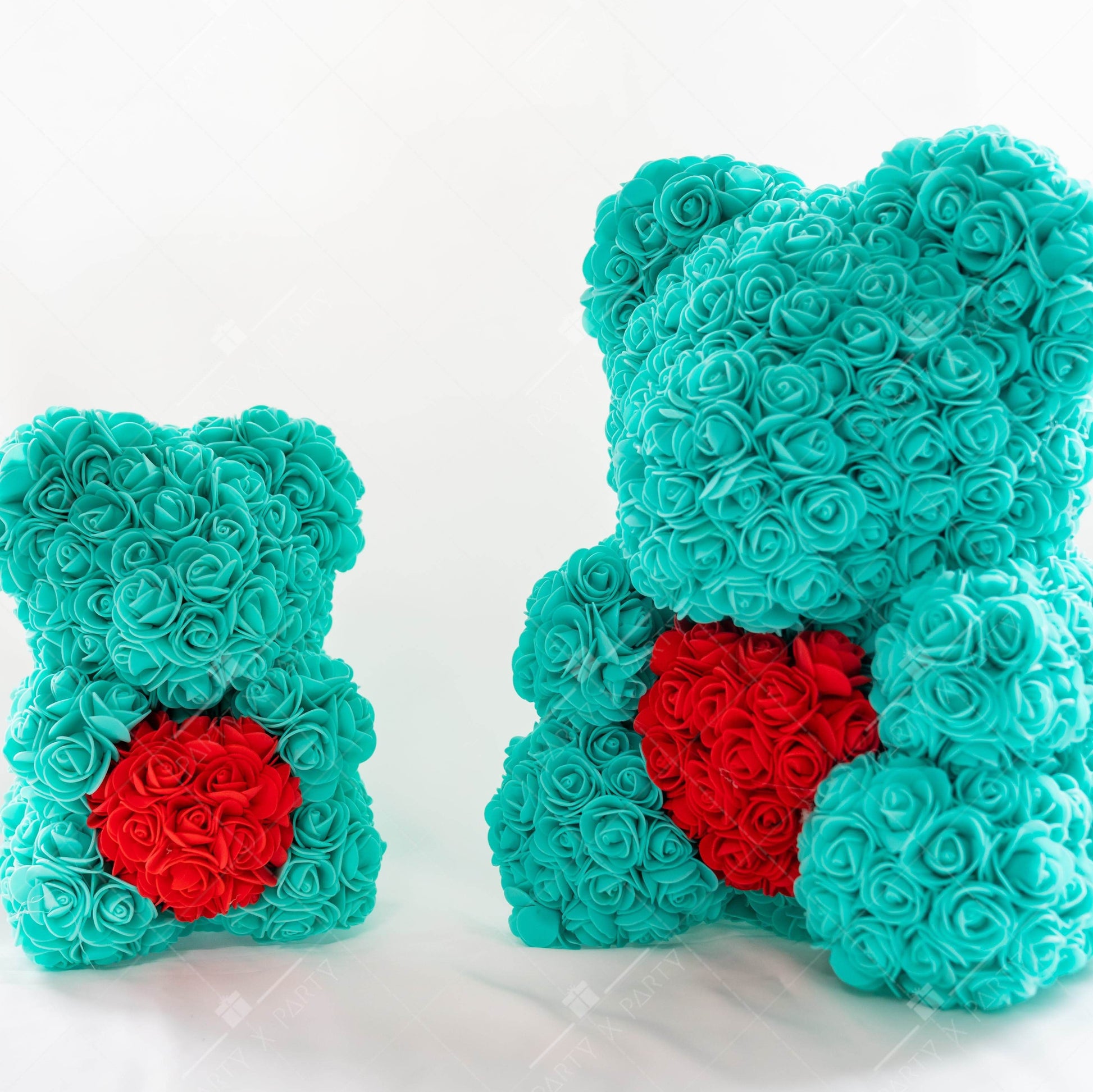 40CM Standing Rose Bear + Free Engraved Wooden Card - party X party