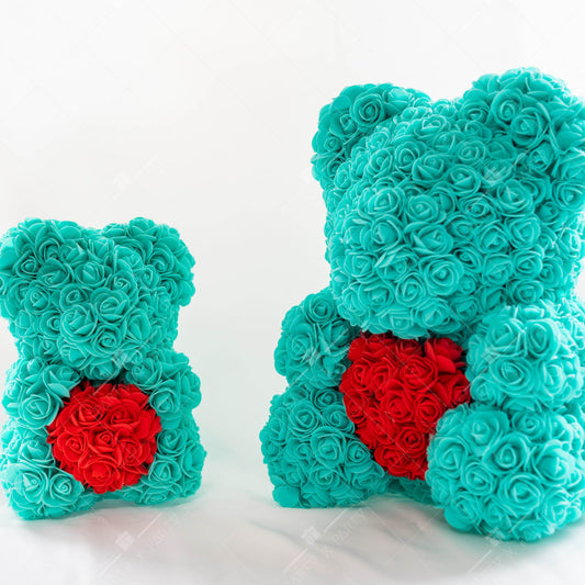 40CM Standing Rose Bear + Free Engraved Wooden Card - party X party