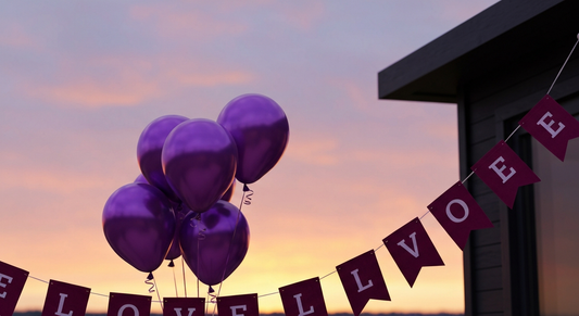 Celebrate Love in Style: The Magic of Purple Metallic Balloons and LOVE Flag Anniversary Decoration Sets