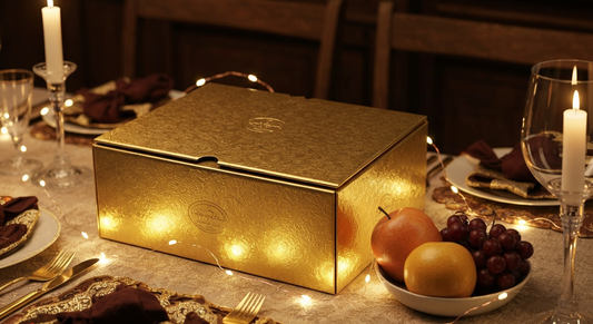 Celebrate in Style: The Ultimate Christmas Eve Gift — Gold Foil Wine & Fruit Box with Balloon