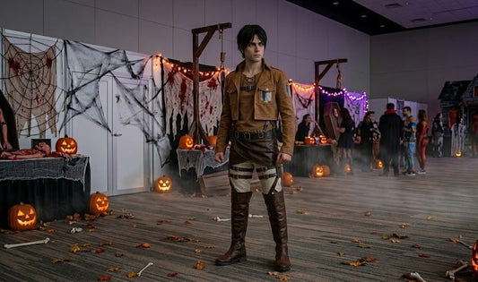 Dominate Halloween Parties with the Eren Yeager Mikasa Ackerman Levi Ackerman Survey Corps Full Cosplay Costume Outfit Set party X party