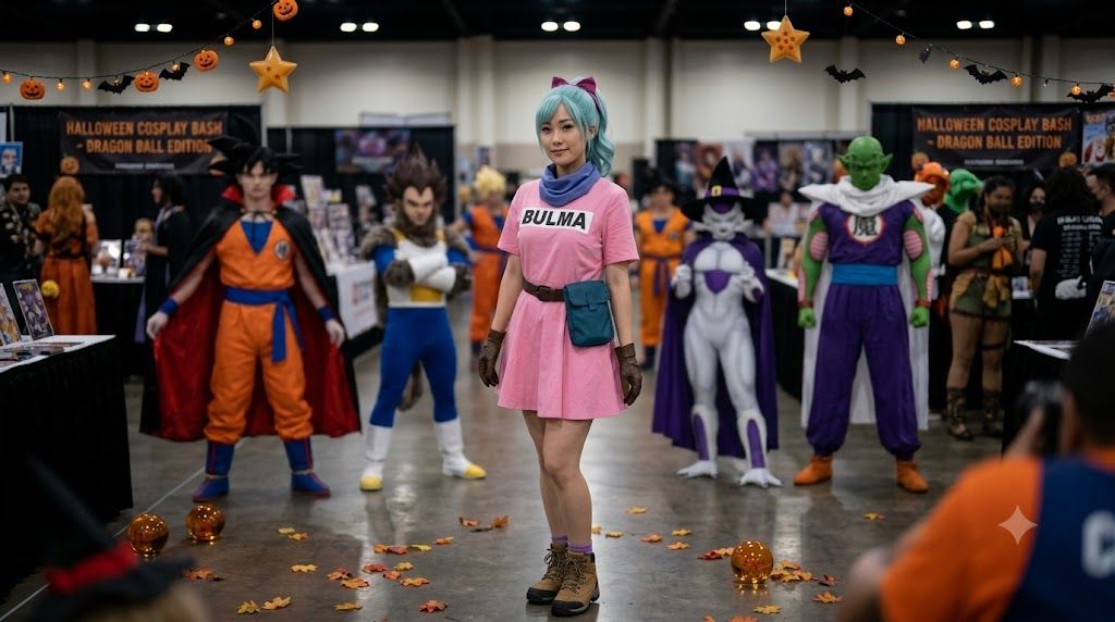 Looking for a Cute Halloween Costume? Try the Dragon Ball Bulma Cosplay Costume Dress Outfit with Accessories Anime Set party X party