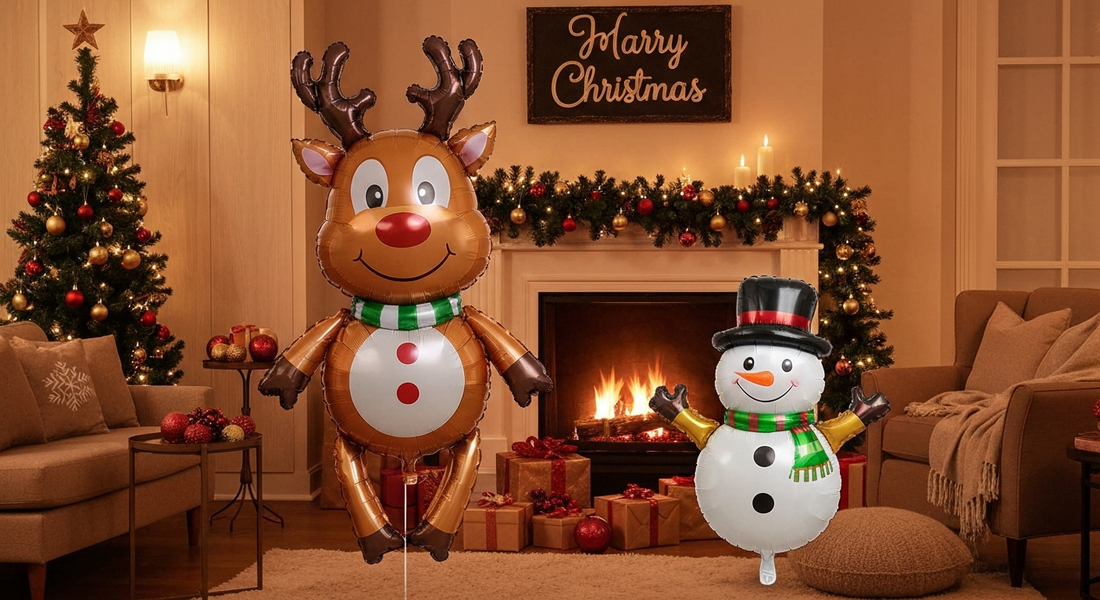Transform Your Holiday Celebration With the Limited Edition Extra-Large Christmas Reindeer & Snowman Balloon Decoration Set