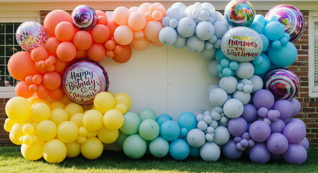 Themed balloon backdrops for milestone events