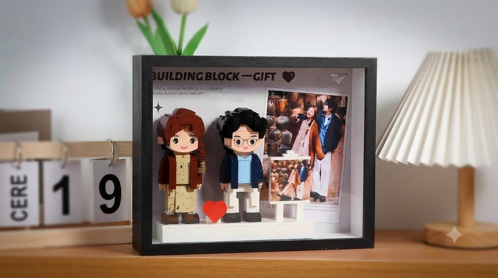 Best Wedding Gift for Couple | Personalized Love Story Display &amp; Custom Anniversary Figurines – Custom Couple Photo Building Blocks &amp; Figurines party X party