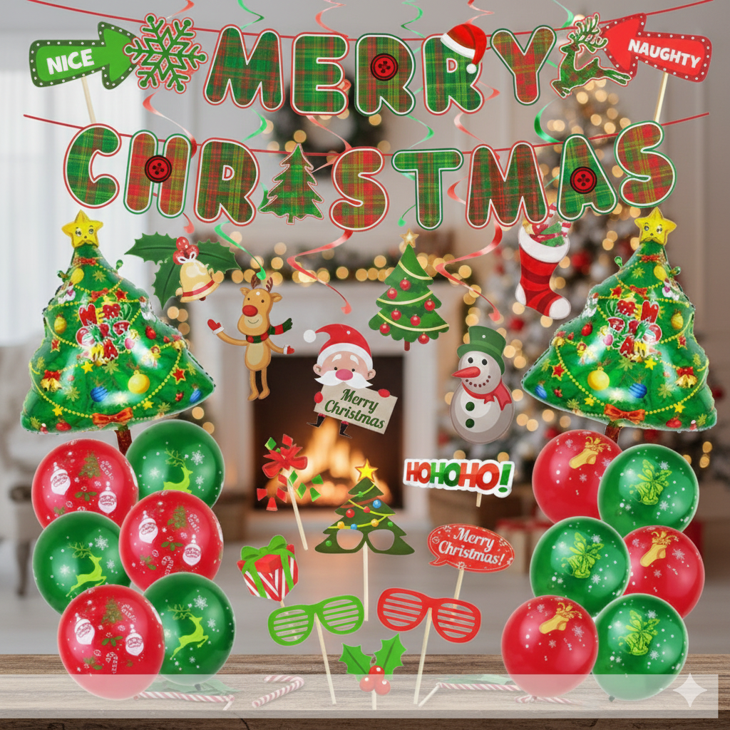 Celebrate-the-Christmas-Season-in-Style-with-a-Festive-Christmas-Banner-and-Balloon-Set party X party