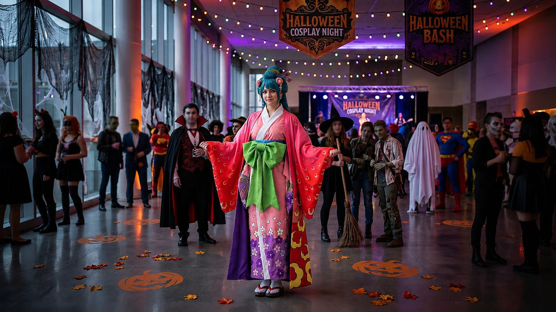 Celebrate Halloween in Anime Style with the One Piece Wano Country Arc – Kozuki Hiyori (Komurasaki Oiran) Kimono Cosplay Costume Anime Role-Play Outfit party X party
