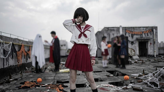 Halloween Costume Idea: Turn the Milk Tea Cat 【War and Roses】 JK Uniform Set into a Haunted Schoolgirl Cosplay party X party