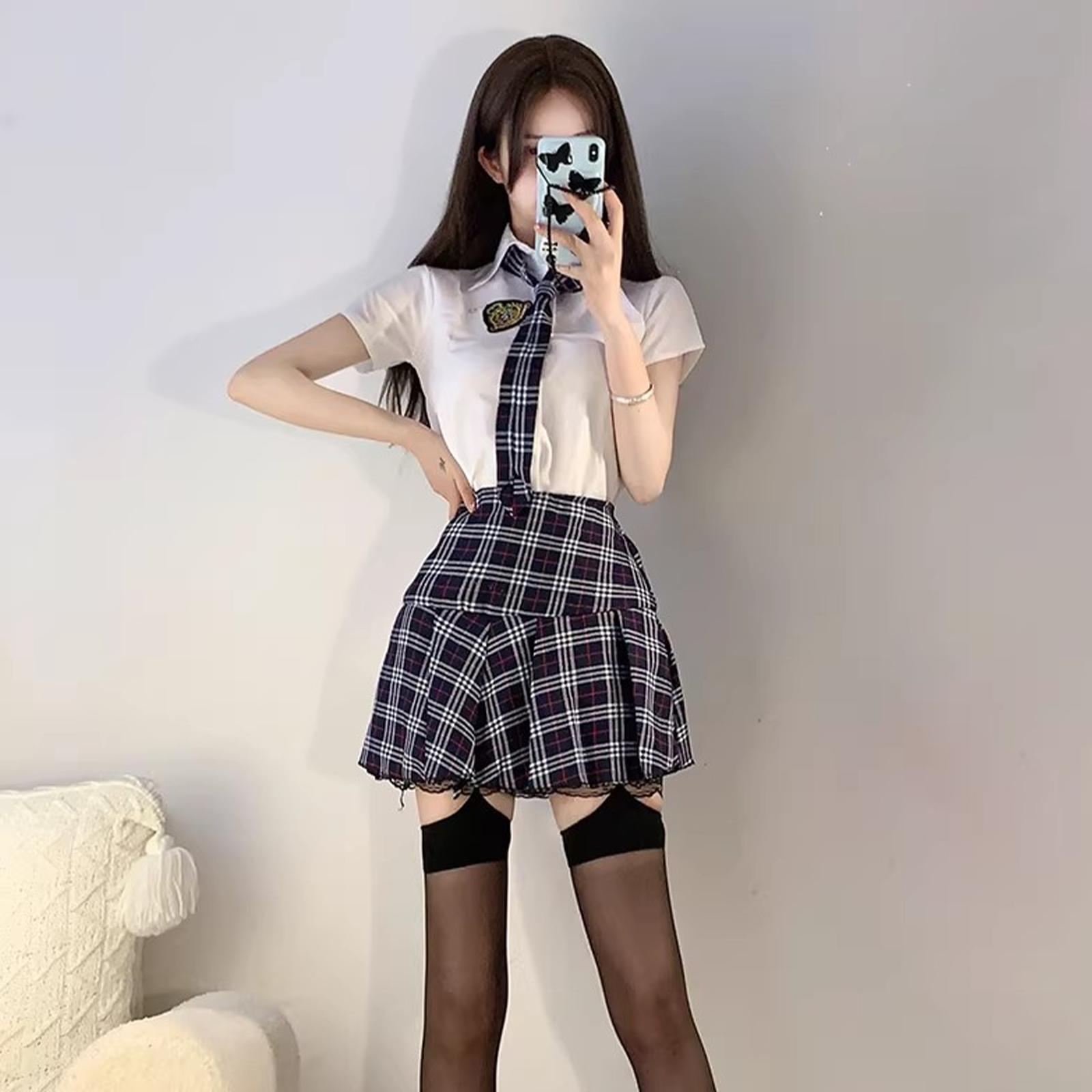 Sailor Style Academy Uniform Set | Korean JK Pleated Skirt & Shirt for School Performance - Free Shipping C015 party X party
