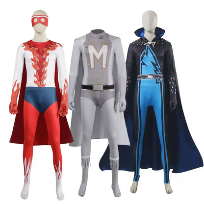 M Superman Gray Cosplay – New City Superman Villain Bodysuit with Cape – Stage Performance Costume | DC006 party X party