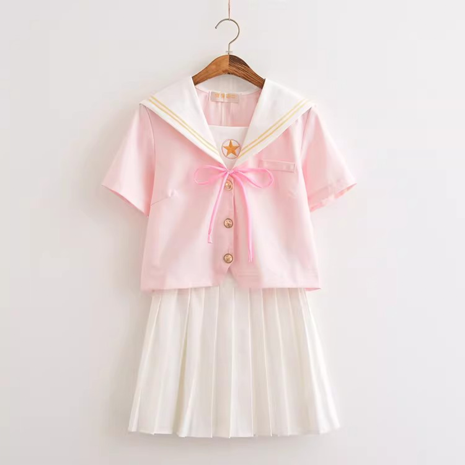 Rabbit House Japanese JK Uniform | Pink Sakura Sailor Suit & Pleated Skirt | Women's Summer Academy Style Cute Student Costume C059 party X party