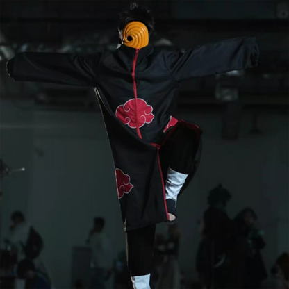 Naruto Tobi (Obito Uchiha) Akatsuki Costume – Complete Red Cloud Cape Anime Cosplay Set N007 party X party