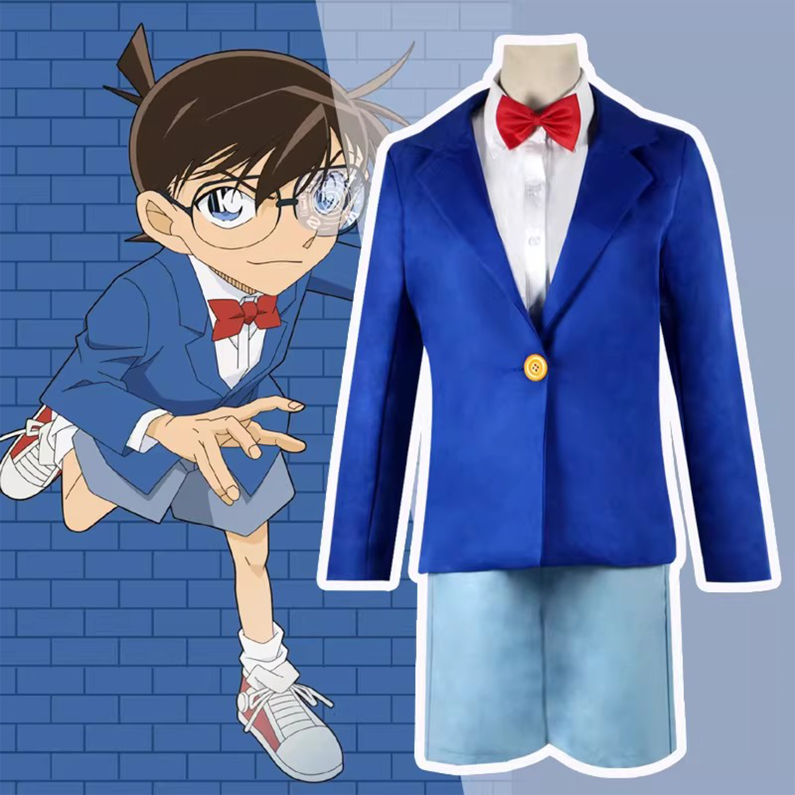 Detective Conan Cosplay Costume | Kudo Shinichi Adult Men’s Set | Children’s Halloween Anime Outfit & School Uniform C068 party X party