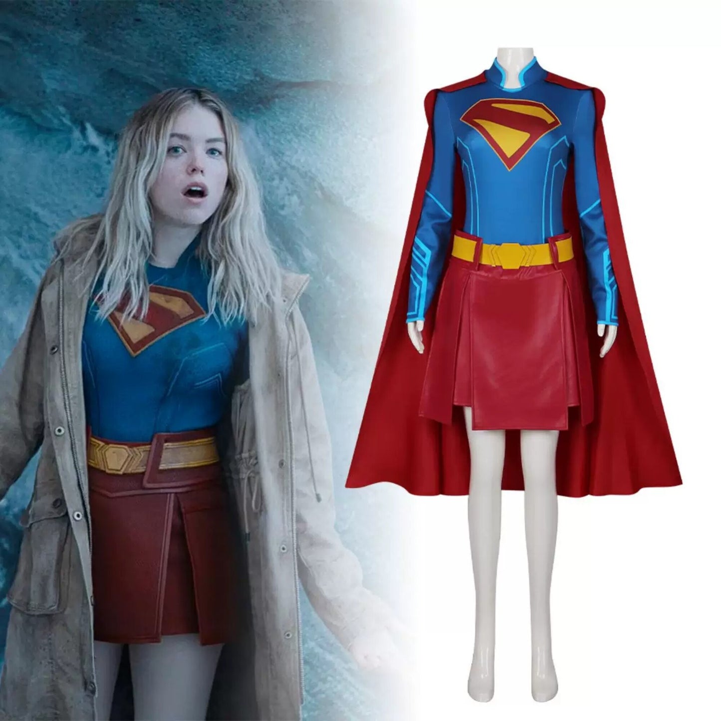 Supergirl COS Cosplay Costume – Bodysuit with Cape & Magic Robe – Halloween Outfit | DC004 party X party