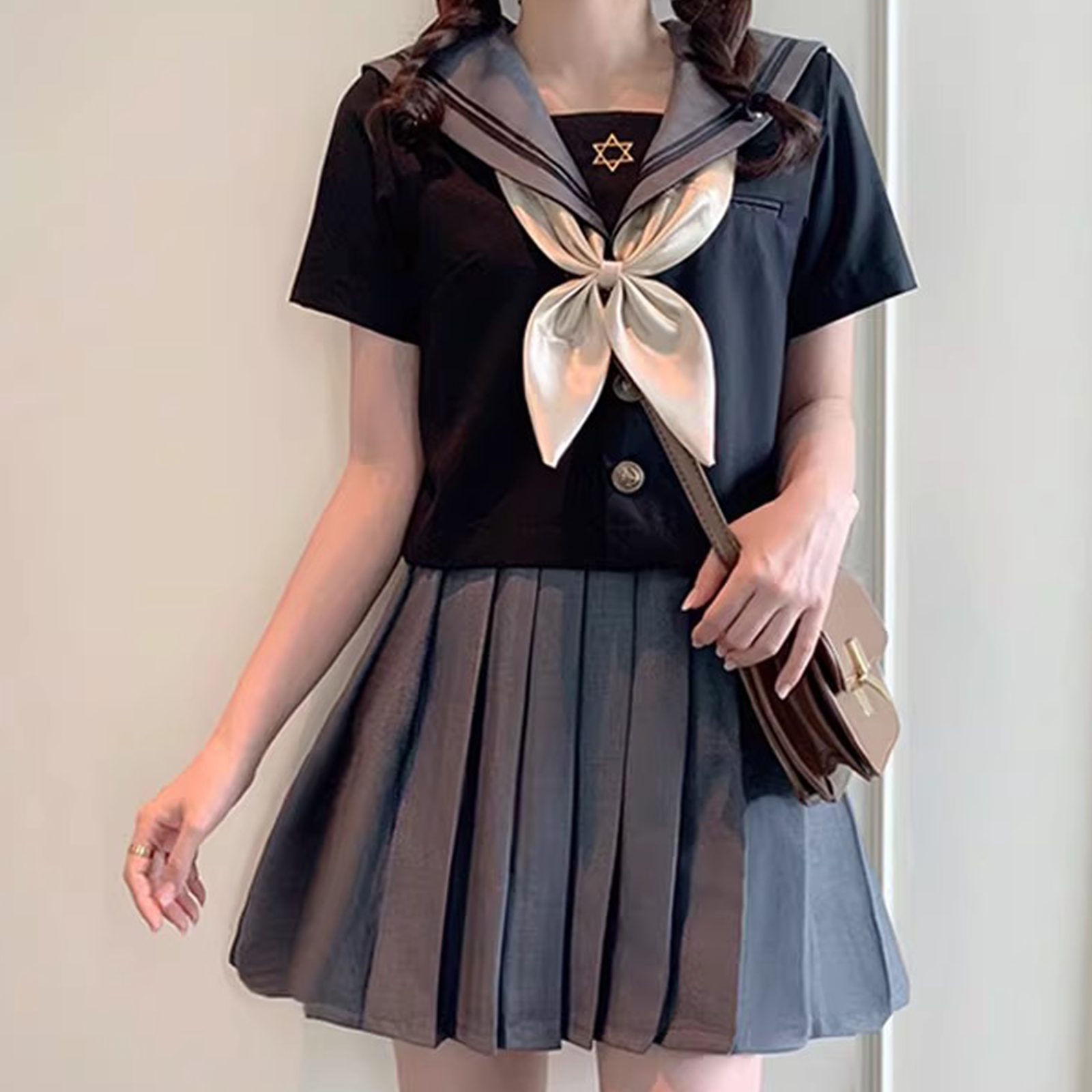 Japanese Academy JK Uniform | Women’s Long-Sleeve Kansai Collar Sailor Suit | Authentic Student School & Class Uniform Set C034 party X party