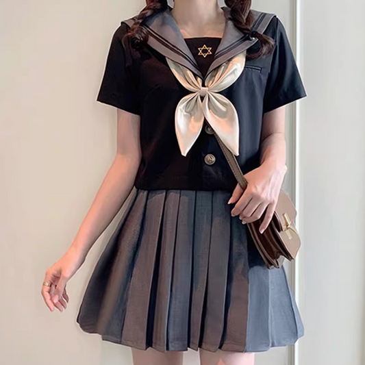 Japanese Academy JK Uniform | Women’s Long-Sleeve Kansai Collar Sailor Suit | Authentic Student School & Class Uniform Set C034 party X party