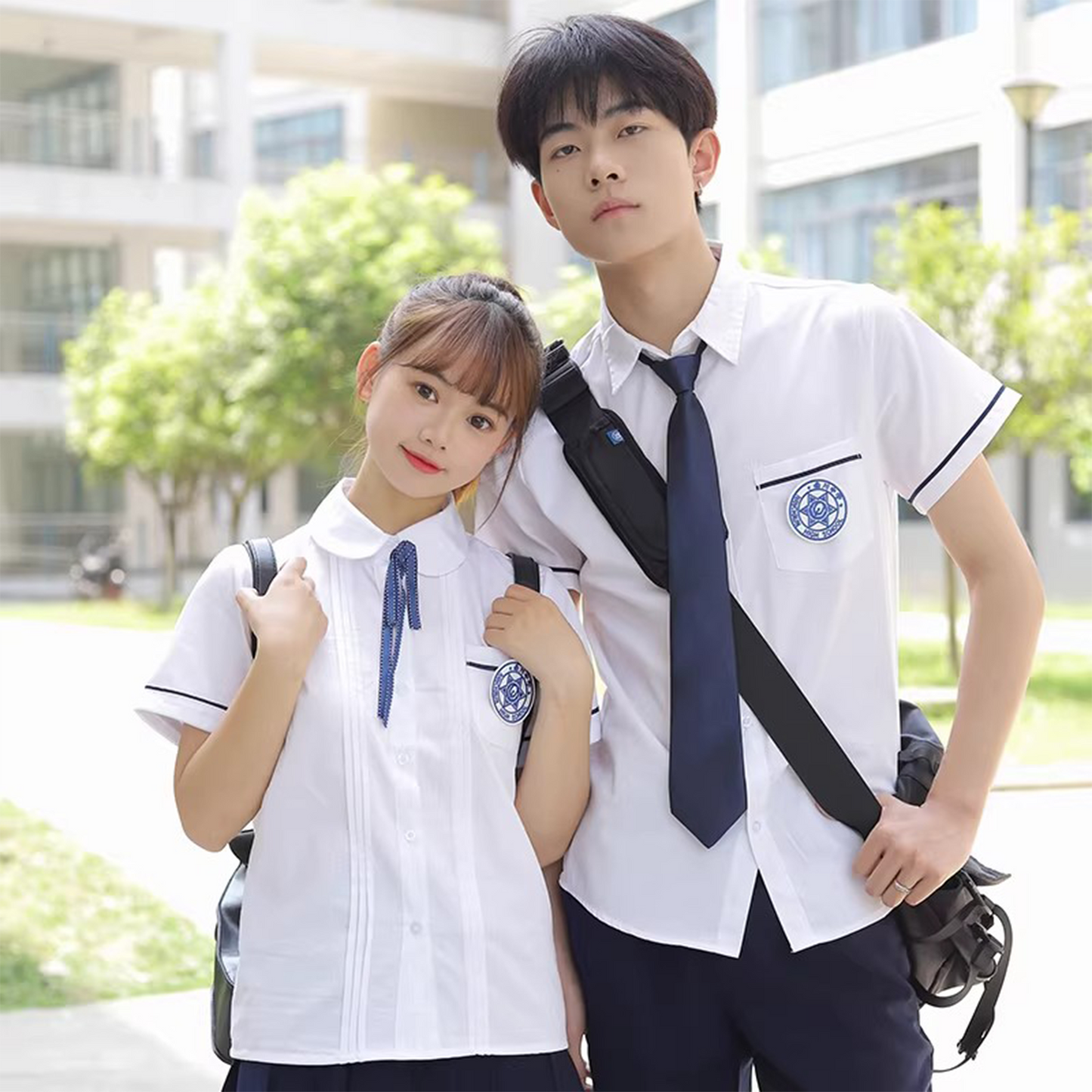 Nanchuan Middle School JK Uniform - Lin Beixing Style Short-Sleeve Shirt & Pleated Skirt Set | Academy Class Uniform C008 party X party