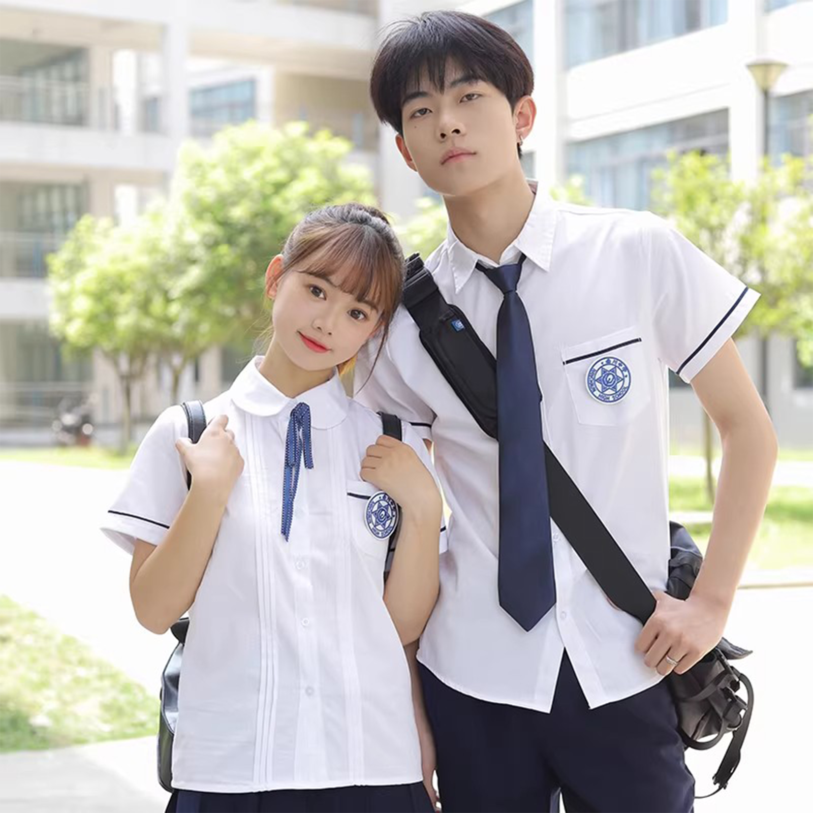 Nanchuan Middle School JK Uniform - Lin Beixing Style Short-Sleeve Shirt & Pleated Skirt Set | Academy Class Uniform C008 party X party