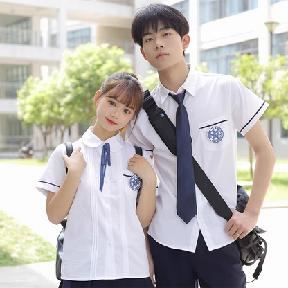 Nanchuan Middle School JK Uniform - Lin Beixing Style Short-Sleeve Shirt & Pleated Skirt Set | Academy Class Uniform C008 party X party