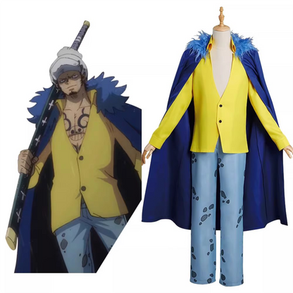 One Piece – Trafalgar D. Water Law Cosplay Costume with Hat – Anime Cloak & Trench Coat Outfit 0013 party X party