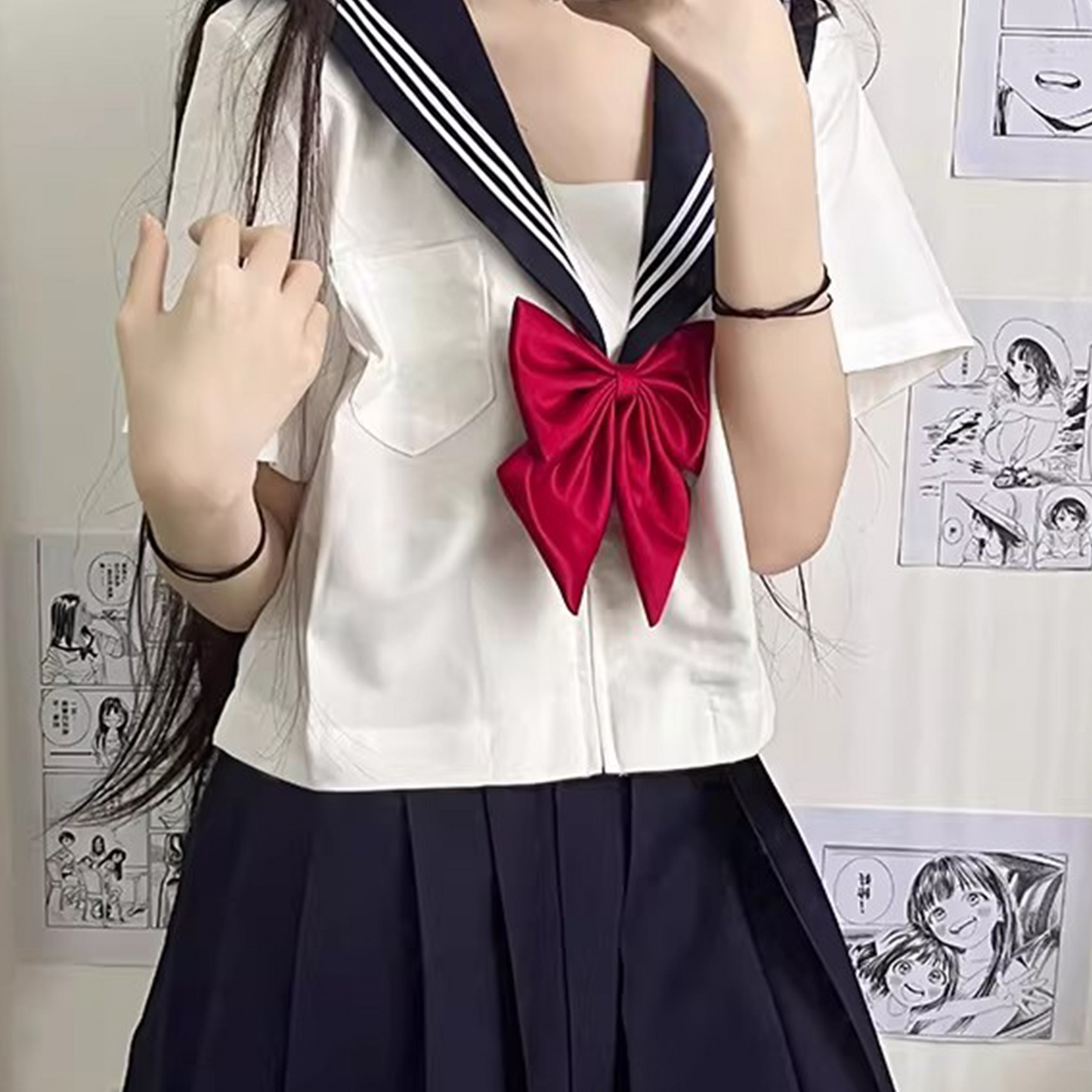 Japanese JK Uniform | Academy-Style Sailor Suit & Pleated Skirt | Cross-Dressing & Cosplay School Costume Set C049 party X party