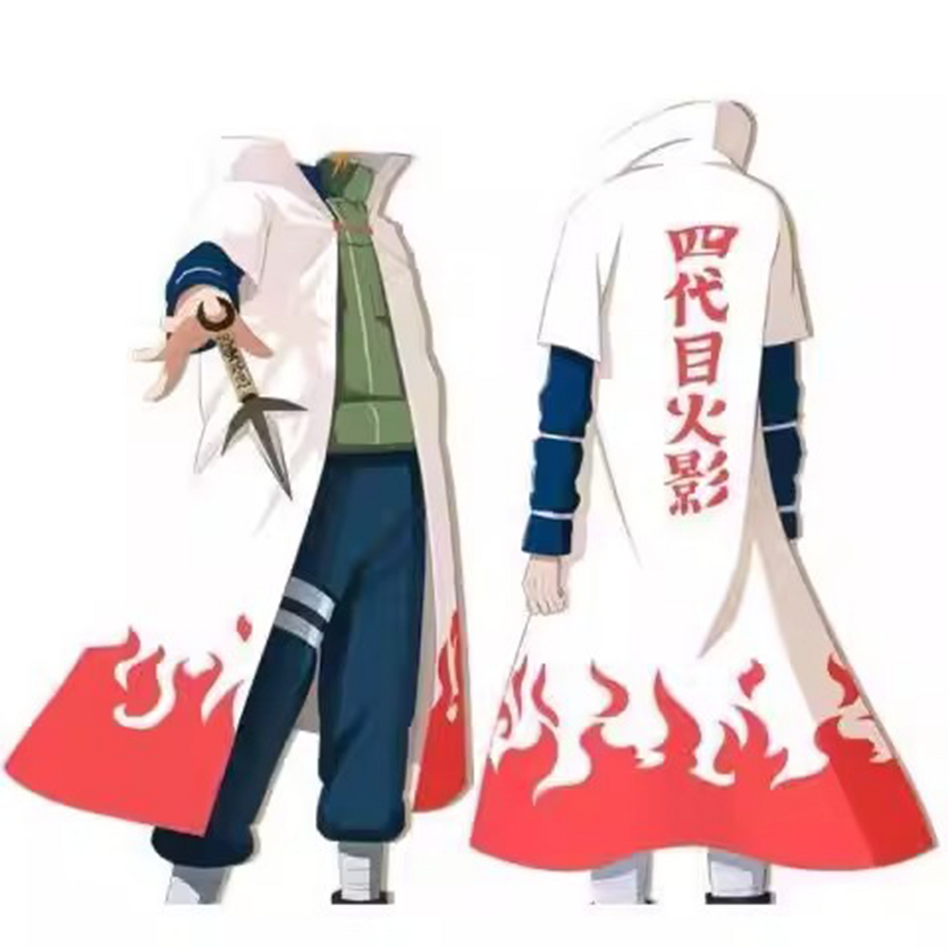 Naruto Fourth Hokage Flame Cloak – Minato Namikaze White Coat Cosplay Costume N001 party X party