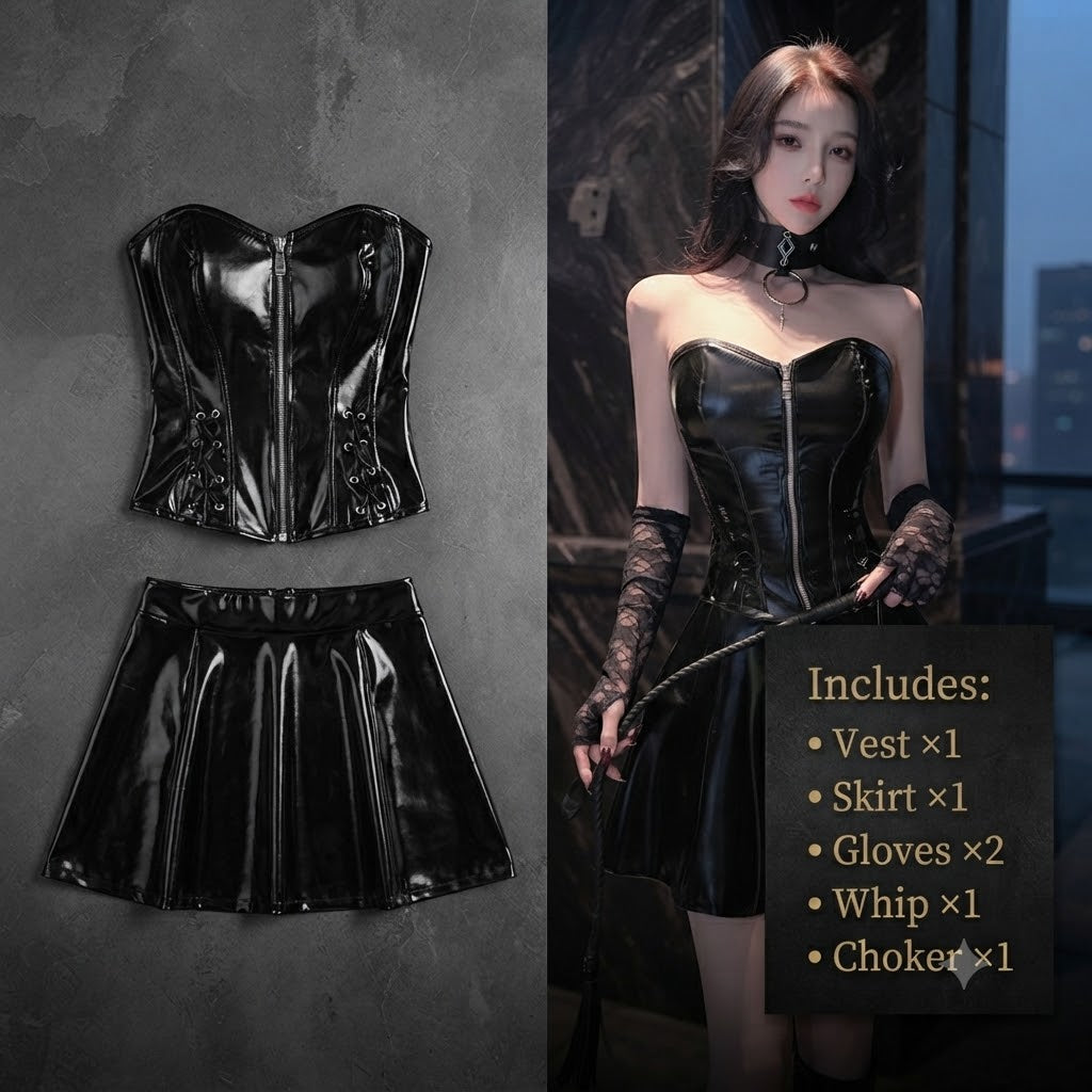 Catwoman Bunny Girl Sexy PU Leather Cosplay Costume Full Set Halloween Clubwear Outfit for Women – DC407 party X party