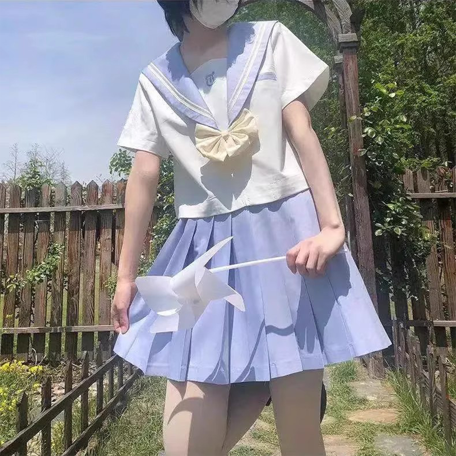 【Tears of the Sea】JK Uniform Full Set | Blue Plaid Skirt & Sailor Collar Top | Japanese Academy Style Autumn Student Outfit C057 party X party