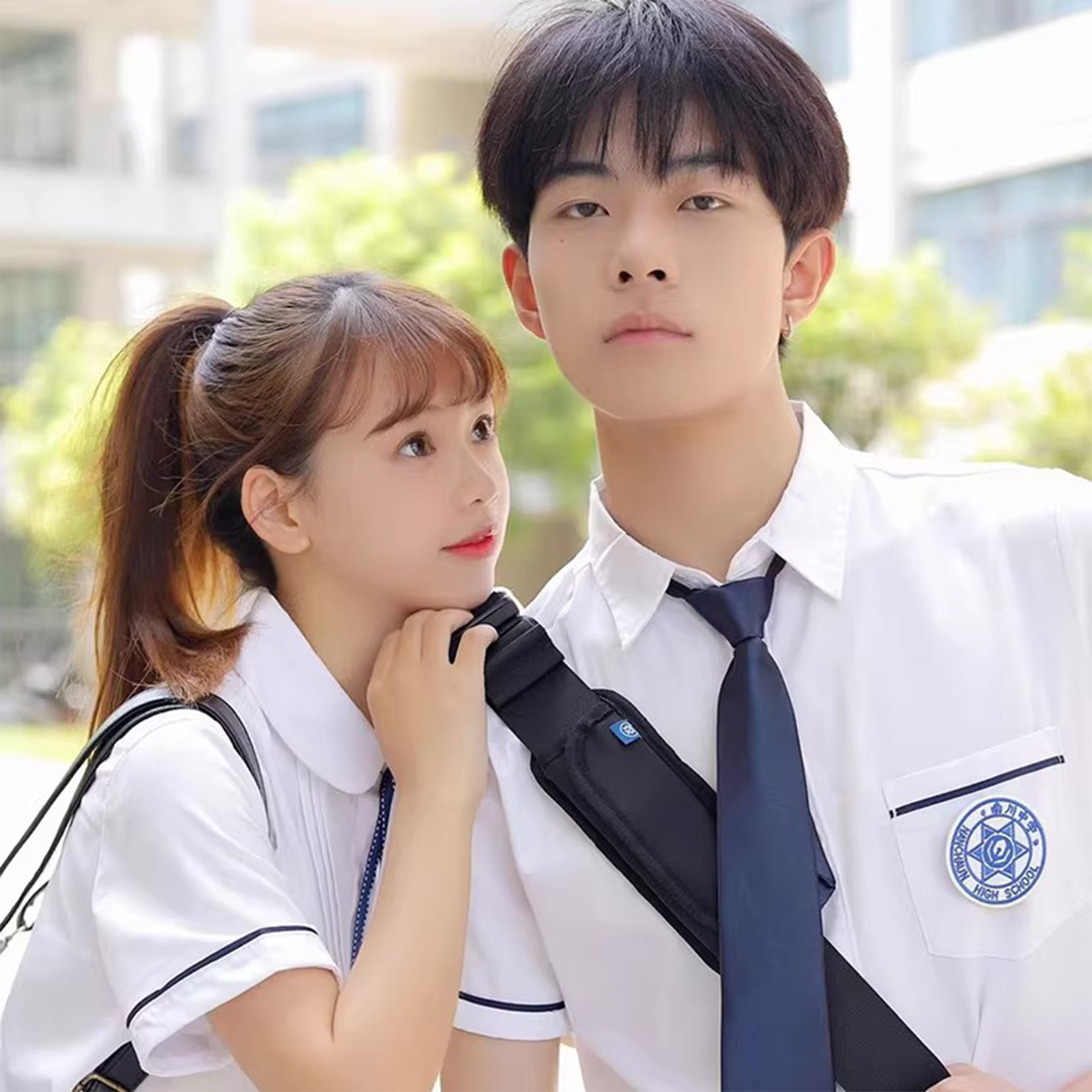 Nanchuan Middle School JK Uniform - Lin Beixing Style Short-Sleeve Shirt & Pleated Skirt Set | Academy Class Uniform C008 party X party