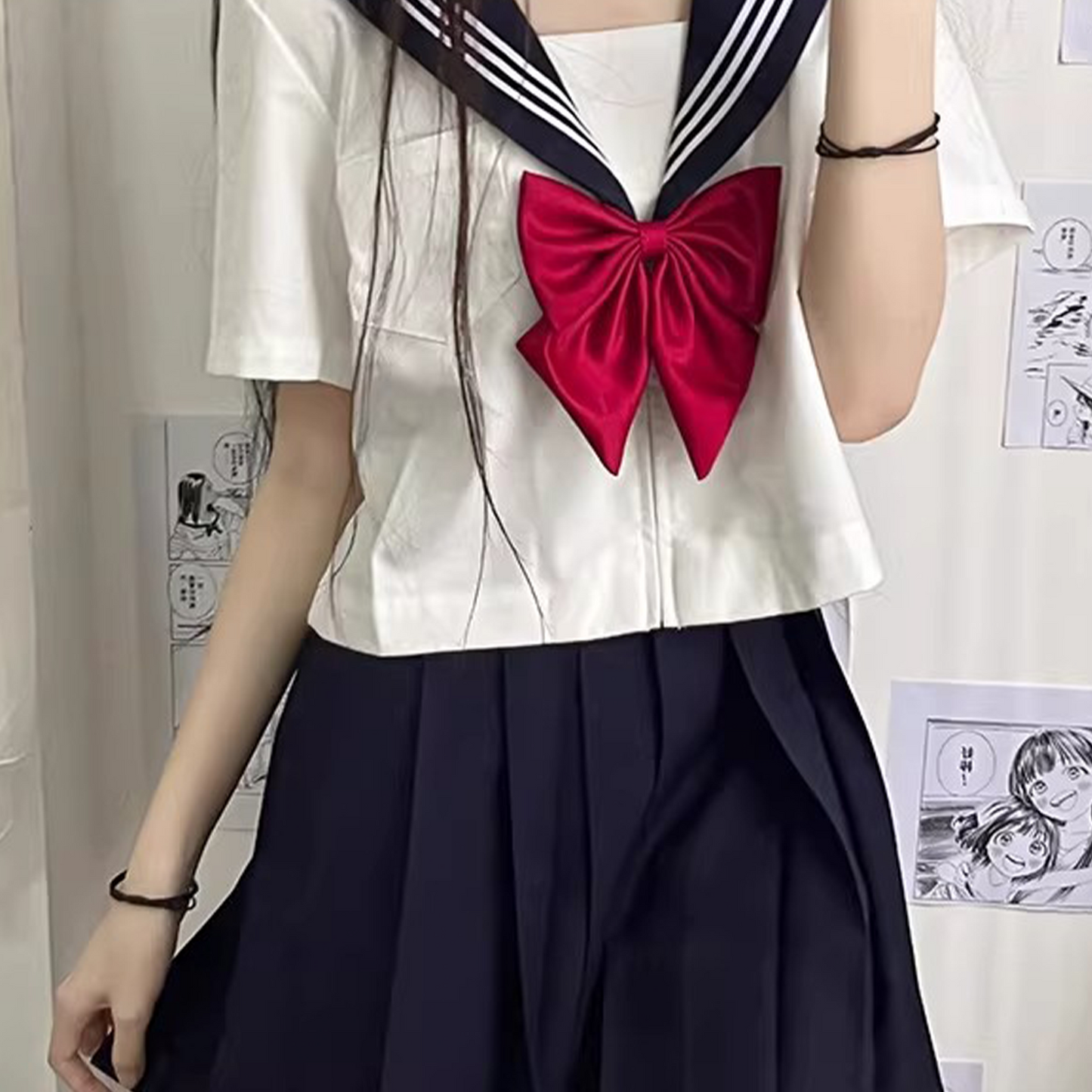 Japanese JK Uniform | Academy-Style Sailor Suit & Pleated Skirt | Cross-Dressing & Cosplay School Costume Set C049 party X party