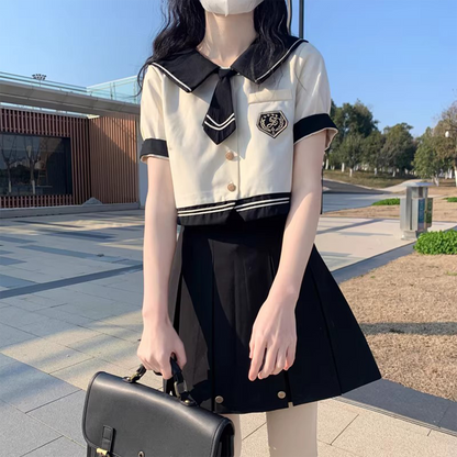 Original Petite JK Uniform Set | Pure-Desire Japanese Sailor Suit | Korean Academy-Style Fitted School Outfit (C032) party X party