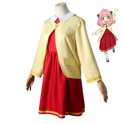 Spy x Family Anya Cosplay Set – Red & Yellow Outfit with Coat SF015 party X party