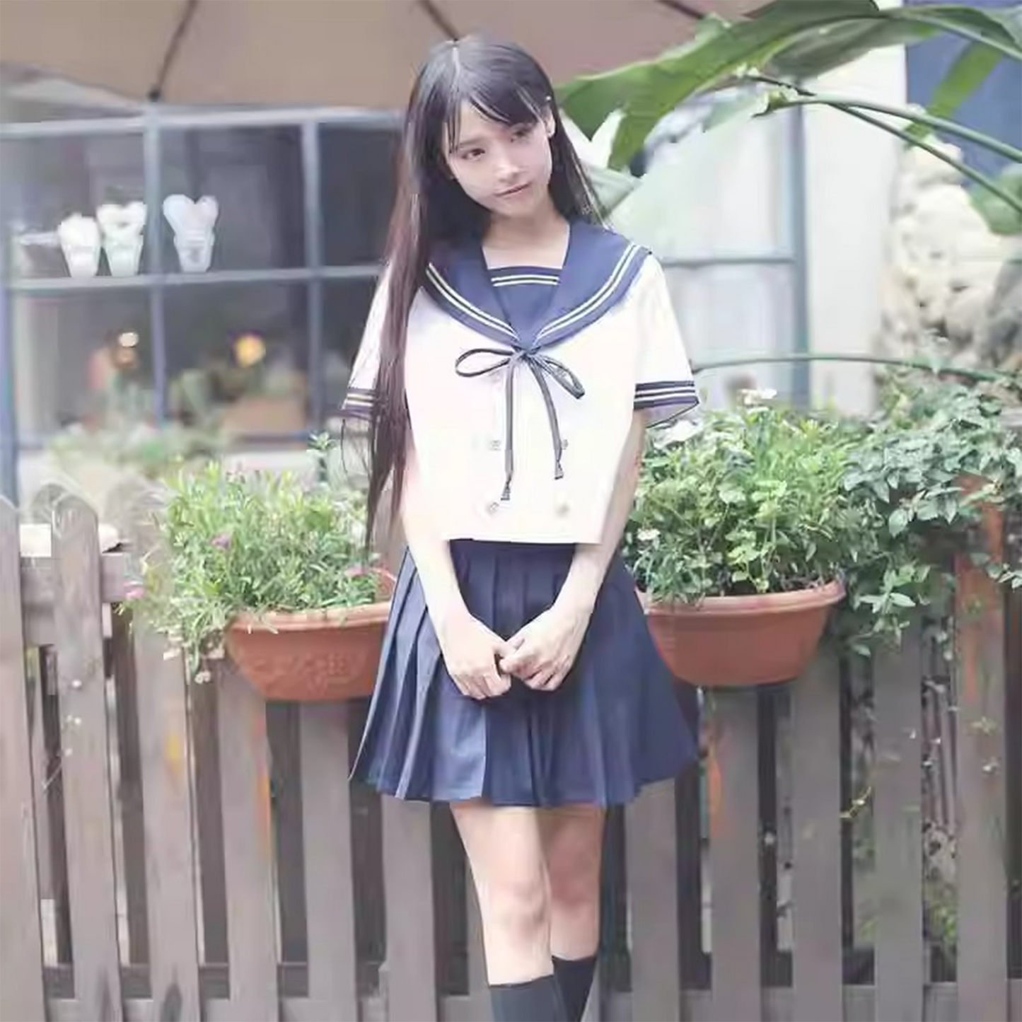 Japanese JK Uniform Set | Double-Breasted Sailor Collar Shirt & Pleated Skirt | Women's Academy Style Student School Uniform C038 party X party