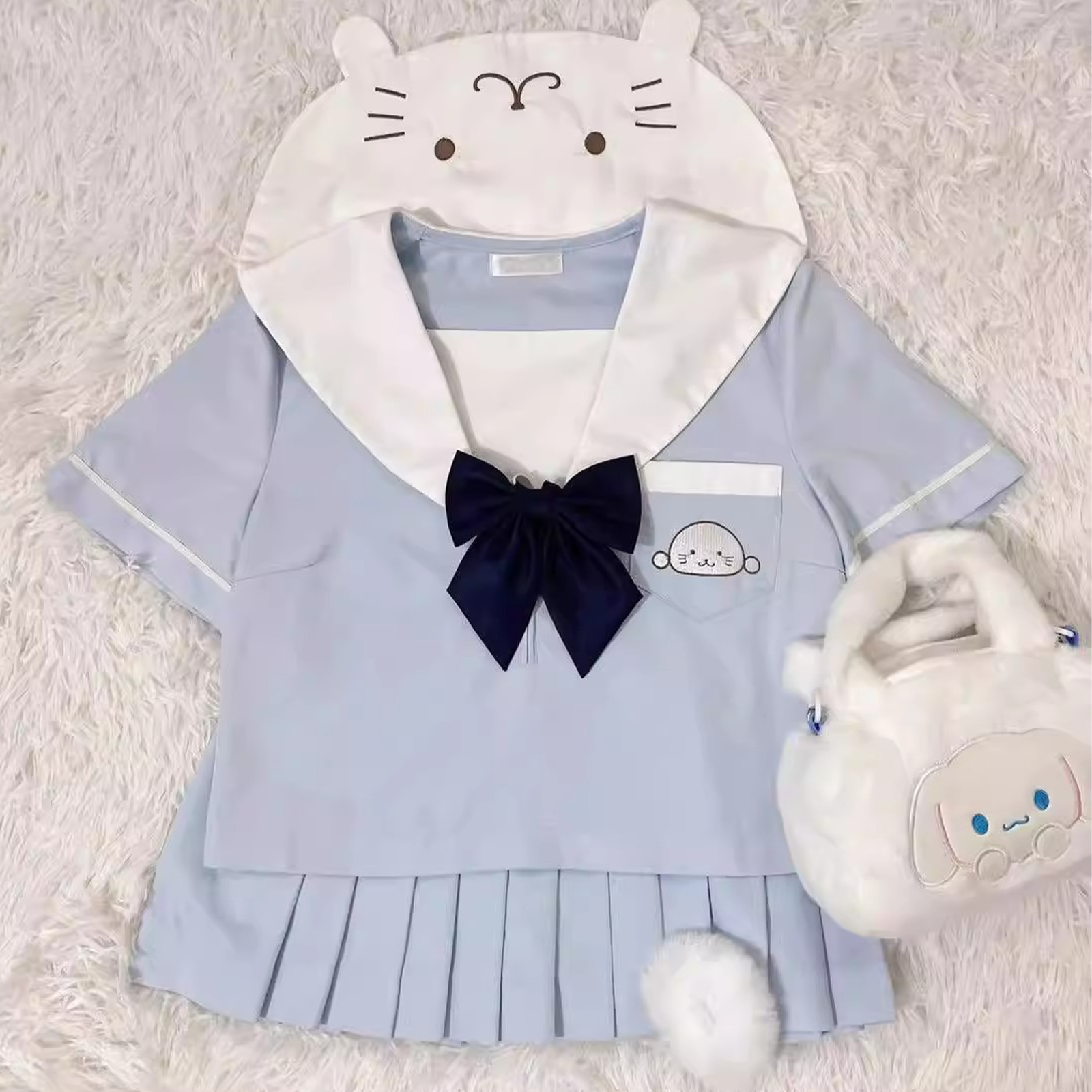Japanese Kindergarten JK Uniform | Original Cute Seal Sailor Suit Set | Women’s Summer Academy Style Student "Diary" Costume C066 party X party