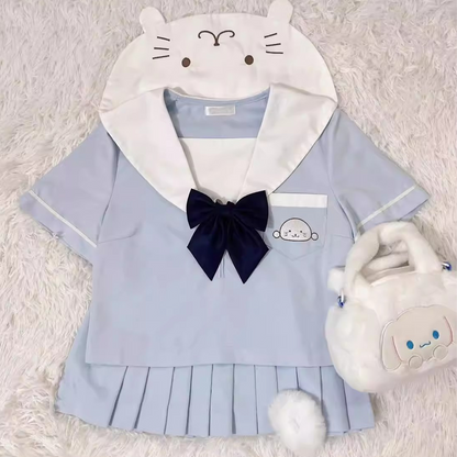 Japanese Kindergarten JK Uniform | Original Cute Seal Sailor Suit Set | Women’s Summer Academy Style Student "Diary" Costume C066 party X party