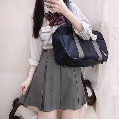 Thai Uniform Style JK Pleated Skirt - High-Waist 8-Pleat Academy A-Line Skirt - C001 party X party